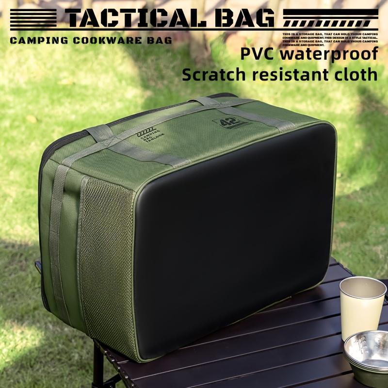 11L Large Capacity Tactical Camping Storage Bag Waterproof Cookware Organizer Carry Bag Outdoor BBQ Picnic Gear with Side Pocket
