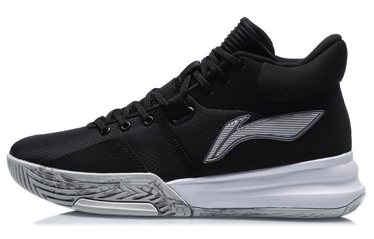 Li Ning Удобная амортизация Нескользящие Износостойкие Легкие Средневысокие Баскетбольные кроссовки Мужские Черные ABPQ039-7 41