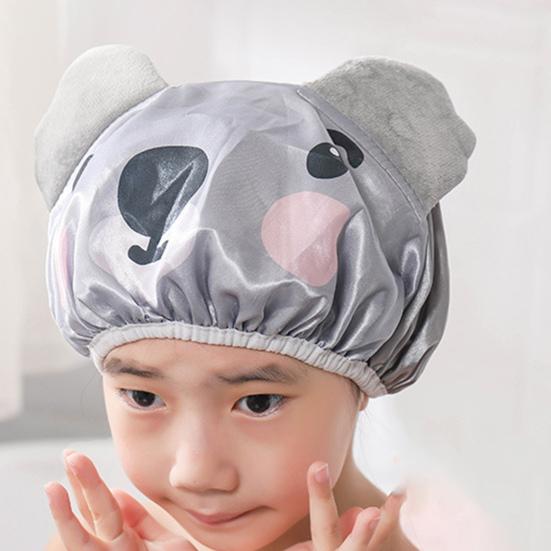 Bath Hair Hat Cartoon Design Waterproof Double Layer Elastic Band Hair Protection Nerdy Koala Cute Kids Bathing Hat Home Supply