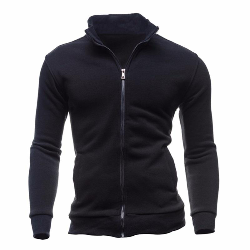

Men s Slim Fit Full Zip Sweatshirt Casual Long Sleeve Jacket M чёрный