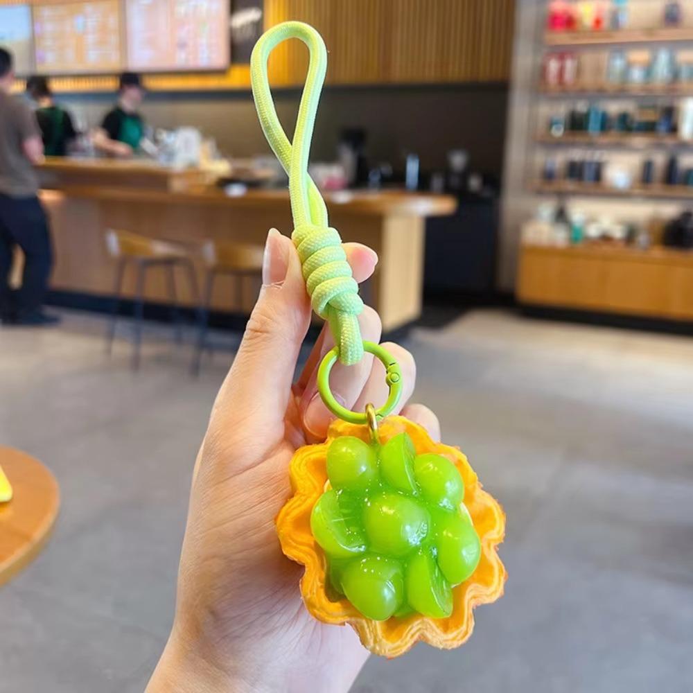 Cartoon Fruit Egg Tart Keychain Cute Mango Puff pastry pendant Food Shaped Keyring Men Women Style 5
