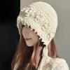 Women's Hats Vintage Handmade 3d Floral Beanie with Tassel Earmuffs - Stylish and Warm