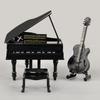 3Pcs Simulation Ornaments Musical Instrument Miniature Props Dollhouse Grand Piano Furniture Guitar Cello Model Doll Accessories