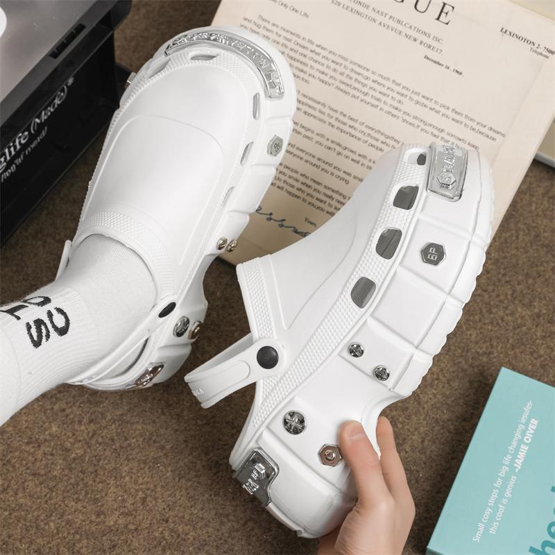 Sommar Dam-/herrtofflor med tjock sula i EVA, Trädgårdsskor med tjock sula i metall