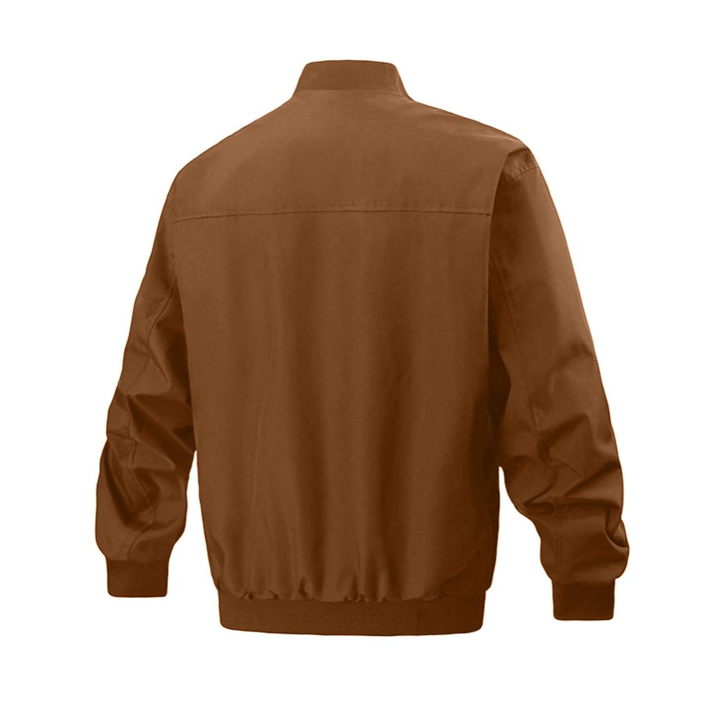 Men's Casual Solid-color American Stand-up Collar Flight Jacket, Unisex Loose Work Jacket Jacket