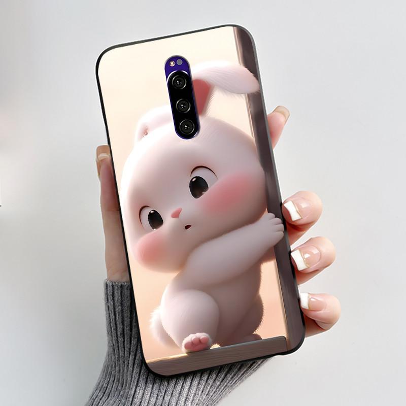 Coque Mignonne Pour Sony Xperia 1 / Xperia XZ4 Fundas Coque Imprimée Housse de Protection Silicone Souple Dessin Animé Noir Coque Capa