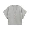 Womens Minimalist Knit Cardigan V-neck 5 Sleeve Button Detail Street Style Solid Color Top