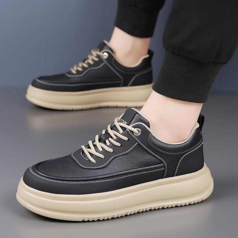 Fashion Fashion Brand Skate Shoes Men's Leather Platform Casual Shoes Wear-resistant Men's Oxford Flats Versatile Outdoor Walking Shoes
