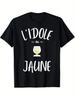 THE YELLOW IDOL Französischer Pastis & Aperitif Liebhaber T-Shirt - Schwarzes Bohème "L'IDOLE DU JAUNE" Grafik-T-Shirt mit Pastis-Design