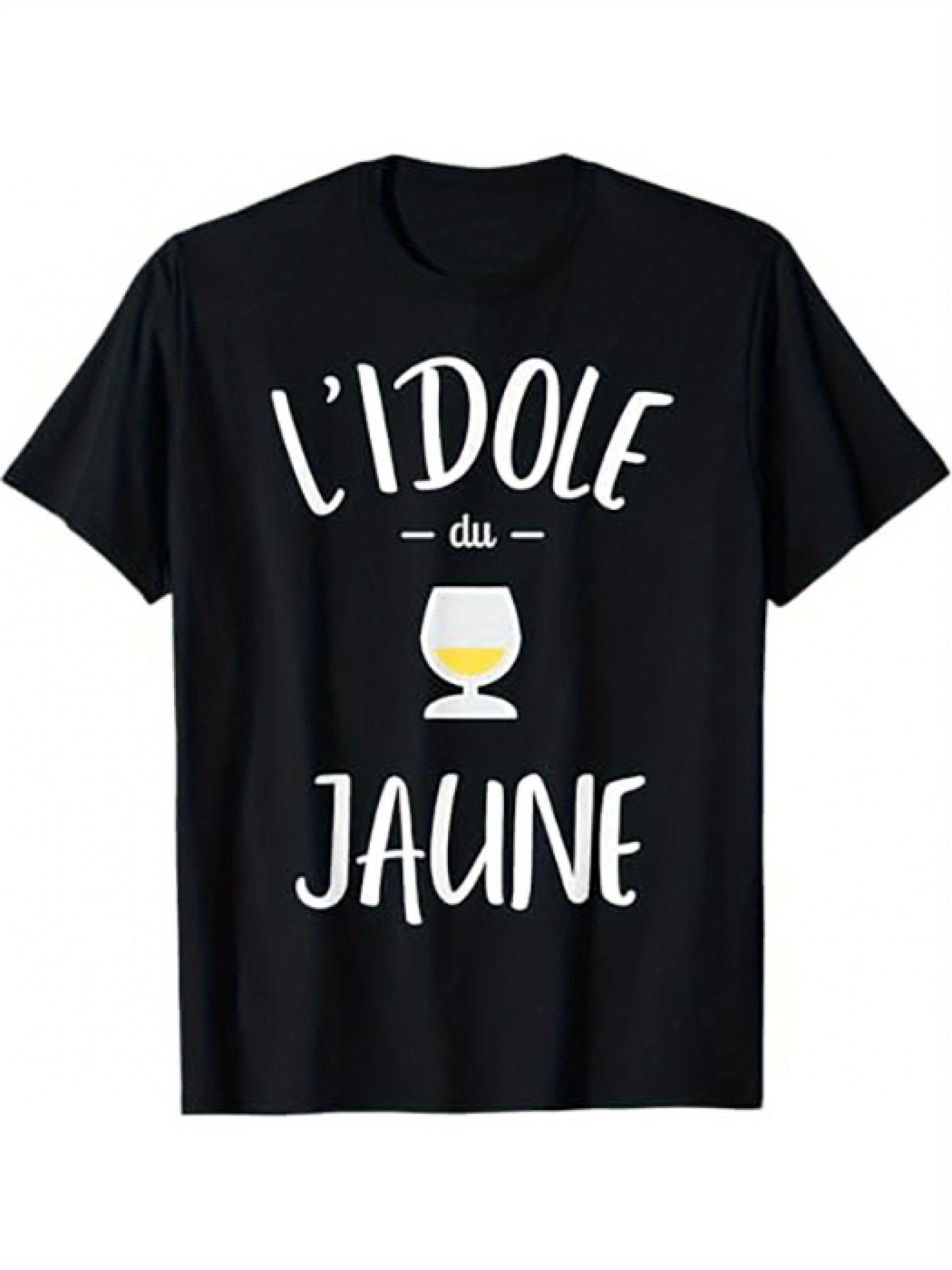 

THE YELLOW IDOL French Pastis & Aperitif Lover T-Shirt - Black Bohemian L IDOLE DU JAUNE Graphic Tee with Pastis Design S