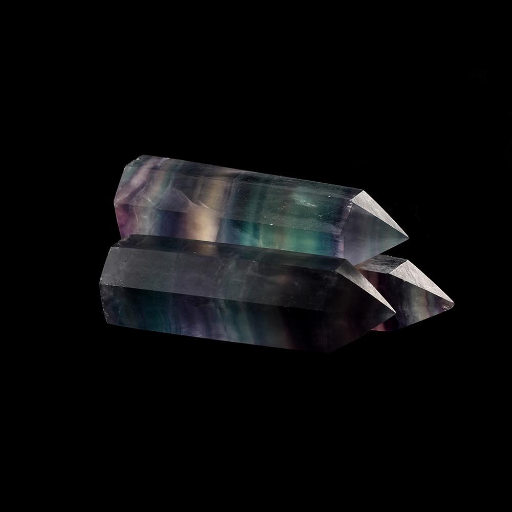 50-60mm Jewelry Colorful Stone Collectables Point Healing Crystal Wand Natural Fluorite Gemstone