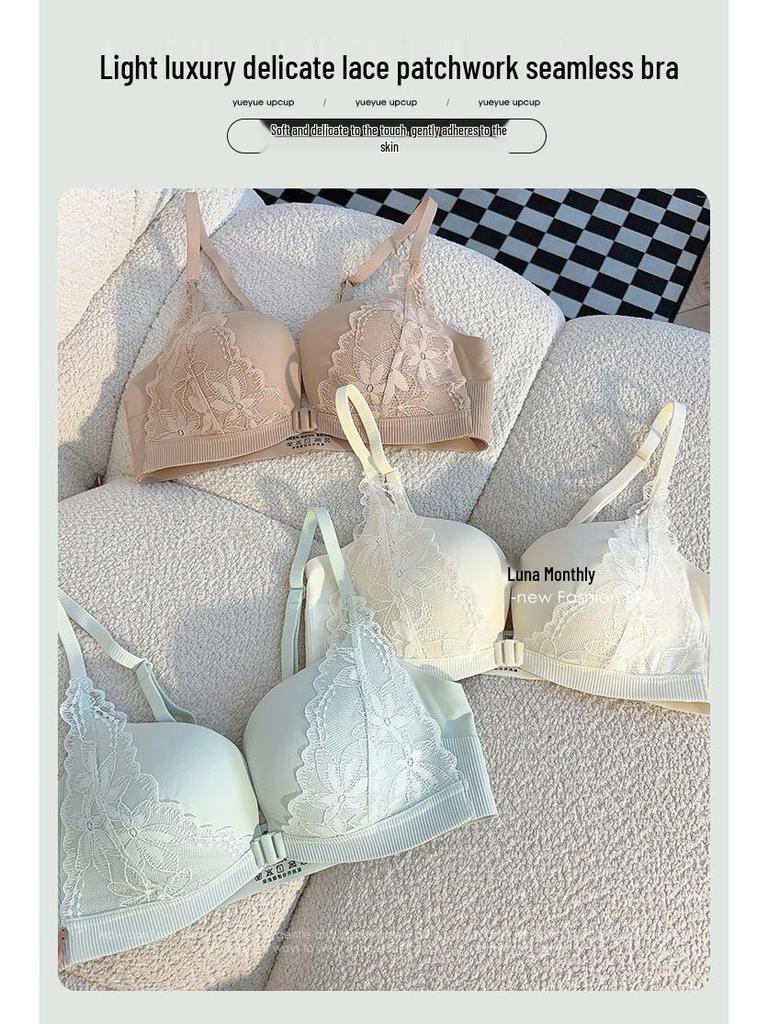 Lace Front-Closure Push-Up Bra for Small Chests – Comfortable, Sexy, Anti-Sagging with Side Support and Beautiful Back Design