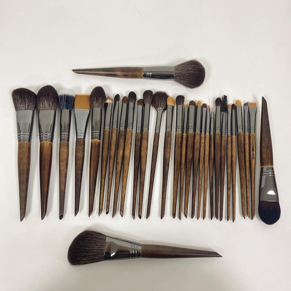 Private Label Natural Goat Hair Makeup Brush Set Professional 14/24/26/28pcs Wood Handle Cosmetic Make Up Brushes Kit