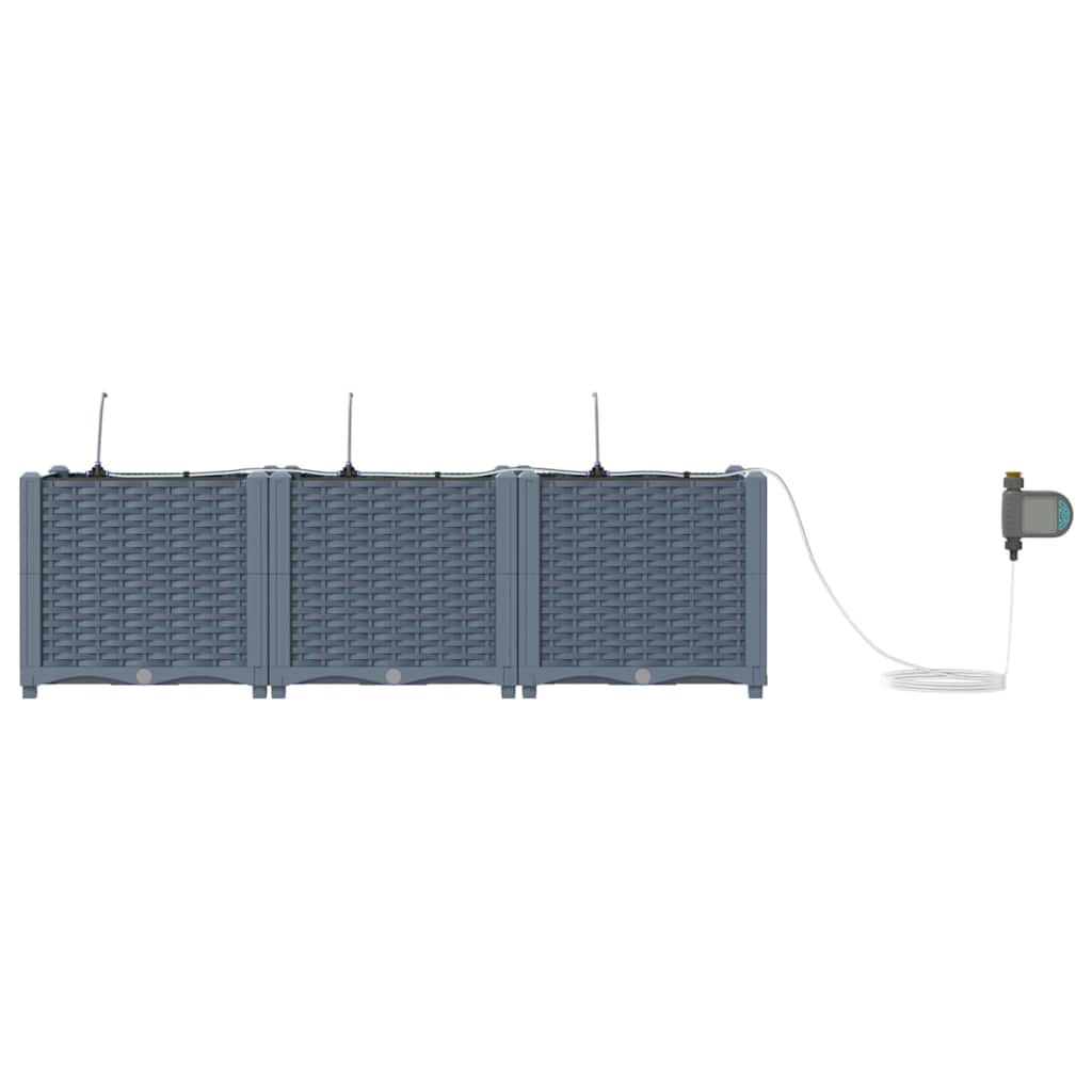 Garden Planter Set 3 pcs Light Grey 120 x 40 x 37.5 cm Plastic