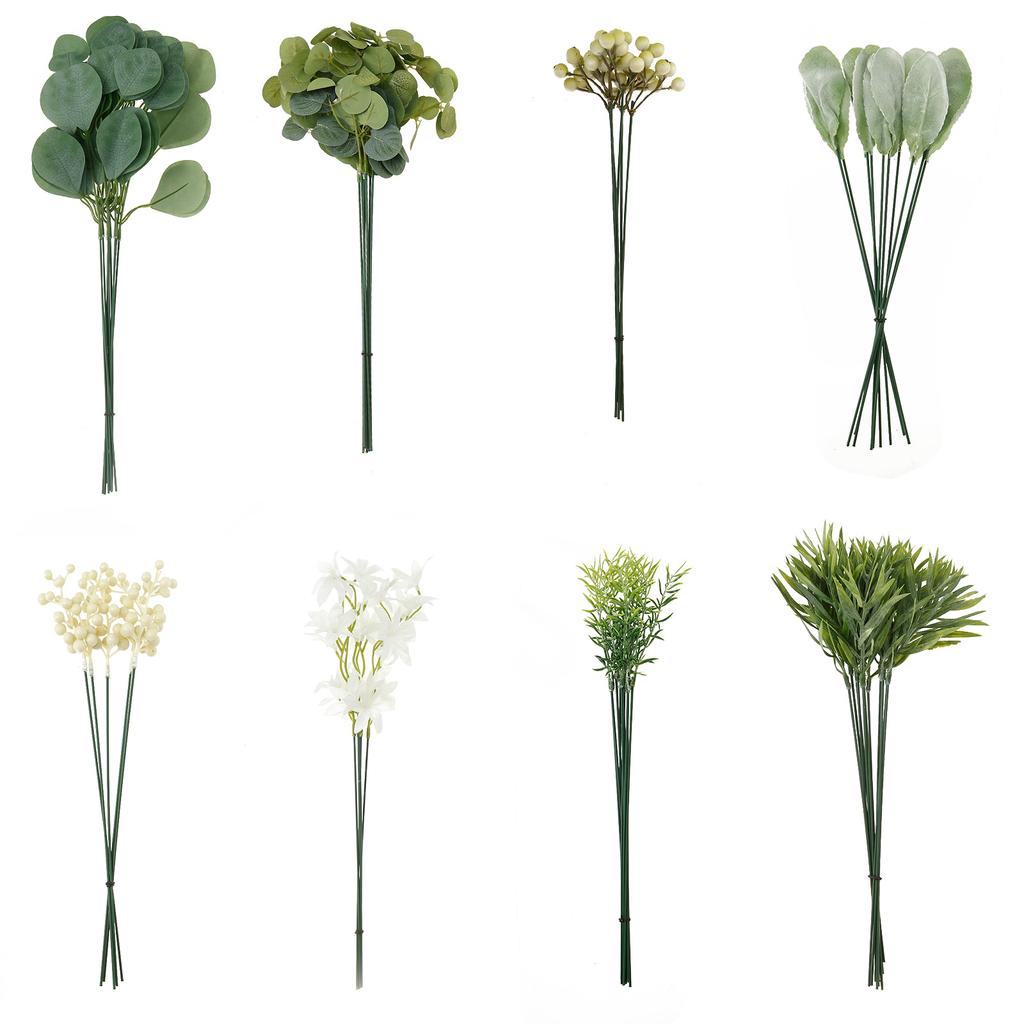 70/75Pcs Faux Greenery Combination Set Artificial Wedding Bouquet Set Faux Flowers Kit for Wedding Home Decoration