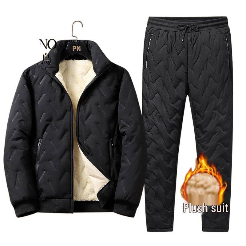 Woodpecker Men's Plus Size Lambswool Sports Jacket - Fleece Lined, Thick, and Windproof for Winter Warmth