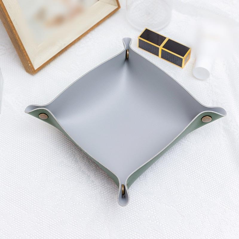 1PC 25x25cm Nordic Style Leather Storage Tray Desktop Organizer For Key Jewelry Cosmetic Storage Box Folding Organizer Home Deco