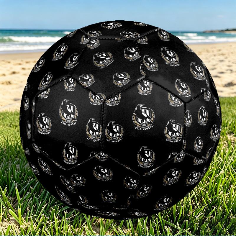 Collingwood Magpies Print Size 5 Soccer Ball, PU Wear Resistant Football for Match Training and Daily Practice, Birthday Gift for Soccer Fans