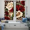 Set Of 2 Leopard Curtain Red White Rose Floral Women Lover Romantic Botanical Bedroom Living Room Dining Curtains Made Polyester Great Window