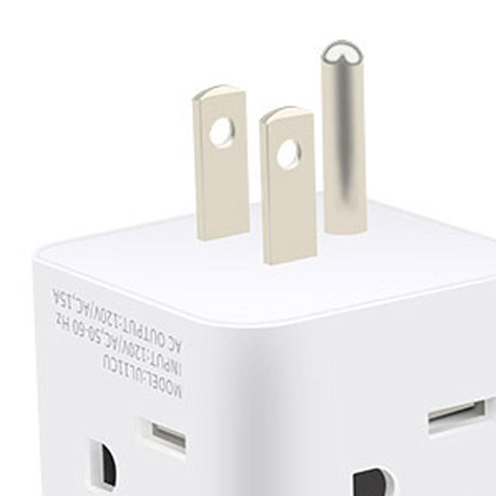 Multi Plug Outlet Extender Electrical Wall Outlet Splitter with 4 15amp AC Outlets 2 USB Ports