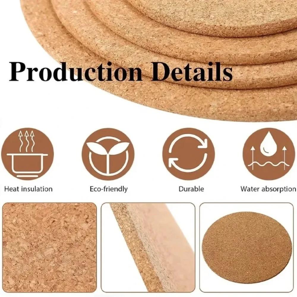 30/1 pièce Sous-verres en liège naturel Isolation thermique Forme ronde Tapis de tasse Diamètre 10 cm Tapis de table à café thé vin Outil pour maison bureau cuisine