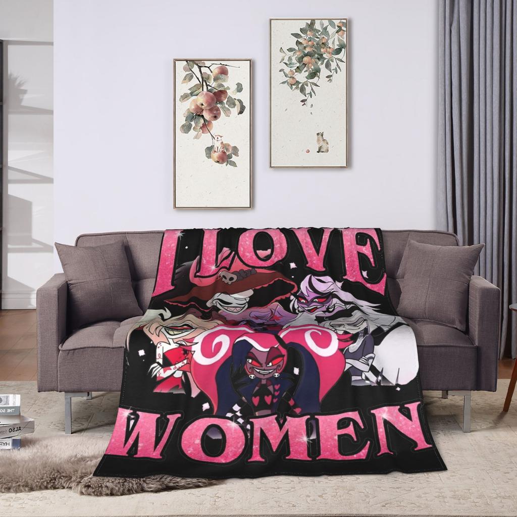 Angel Dusts and Fat Nugget Selfie Hazbins Hotels Blanket Fleece Autumn  Breathable Warm Throw Blanket for Bedding Outdoor Quilt