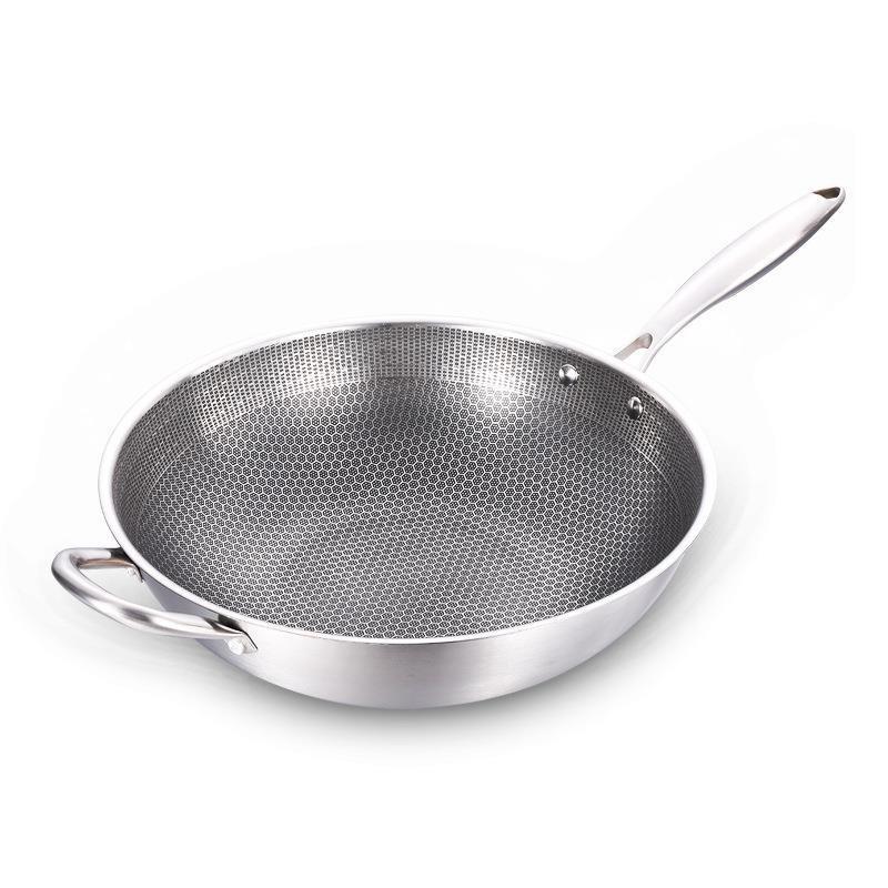 Sartén antiadherente de acero inoxidable 410 con diseño de panal