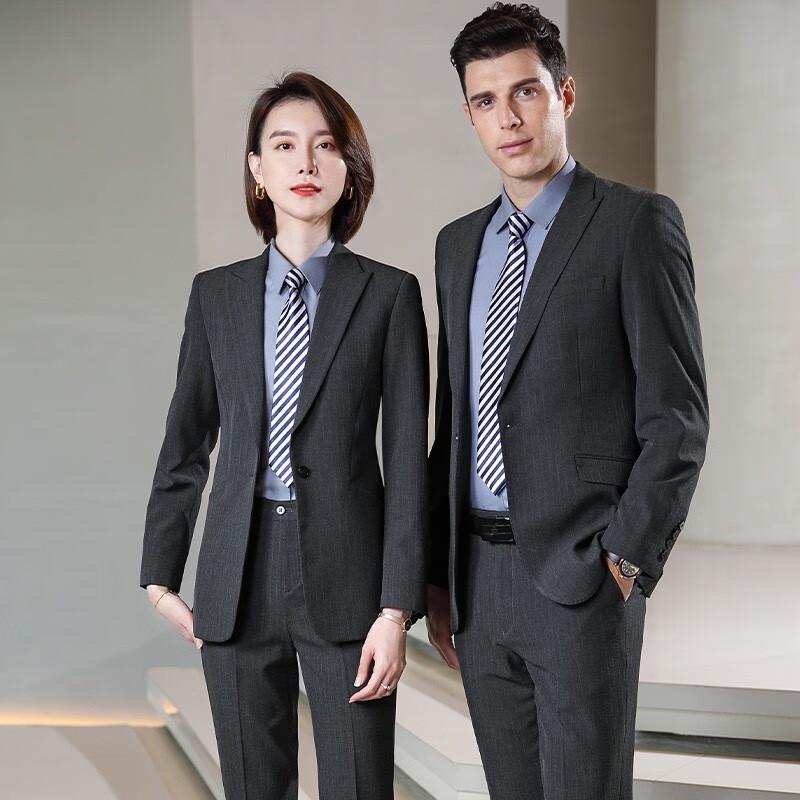 Troylman Unisex Slim Fit Dark Stripe Business Suit Set