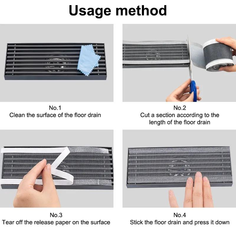 Hair Filter Shower Drain Grid Insect Prevention Autohesion Shower for Bathroom Items Trap Accessories Sink Bathtub Fixture Home