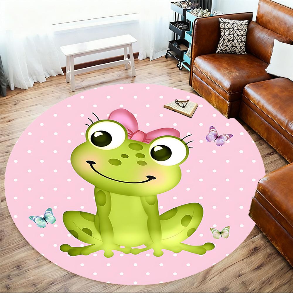 1pc Frog Butterfly Round Chair Mat Area Rug - Non-Slip, Floor Mat for Office, Bedroom, and Indoor Decor C1125504