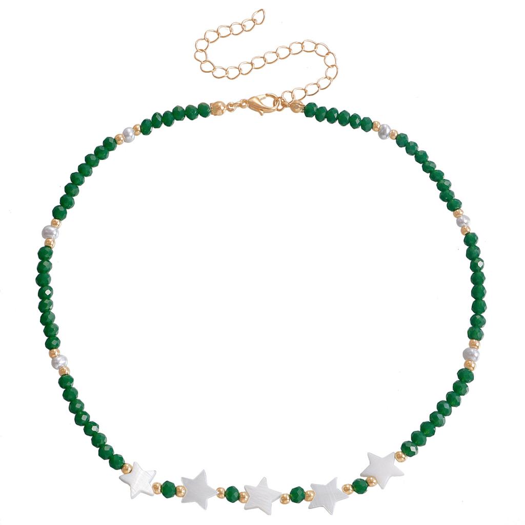 Wind Sexy Five-Color Crystal Necklace Simple Temperament High-End Star Collarbone Chain Woman