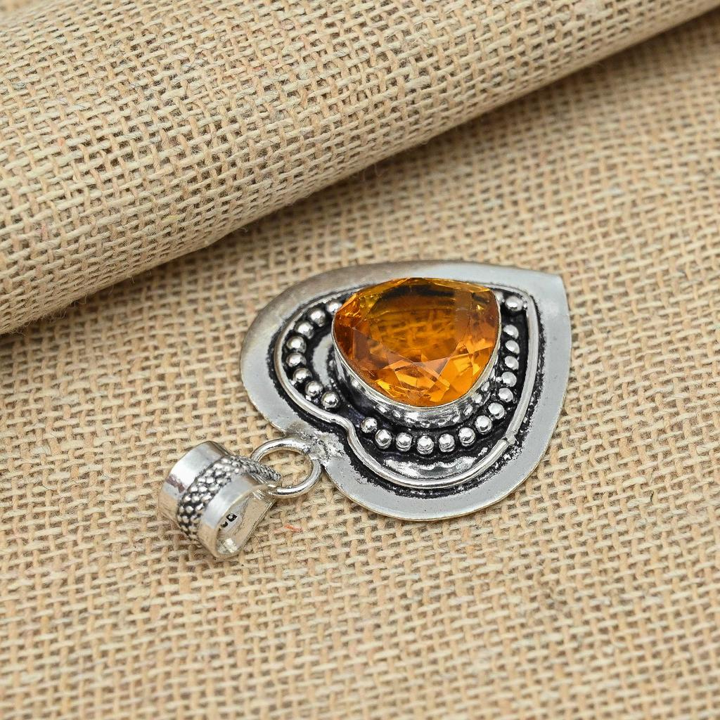 Thanksgiving Honigtopas Edelstein 925 Sterling Silber Schmuck handgefertigter Anhänger