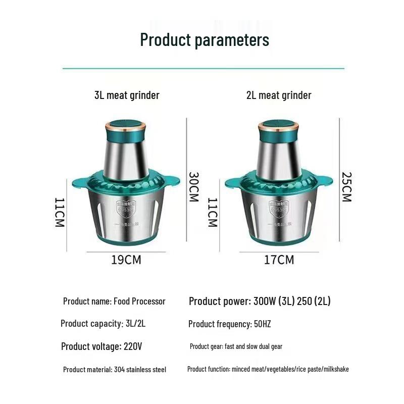 Multifunctional Electric Meat Grinder & Food Processor - Stainless Steel, for Mincing Meat, Garlic, and Vegetables
