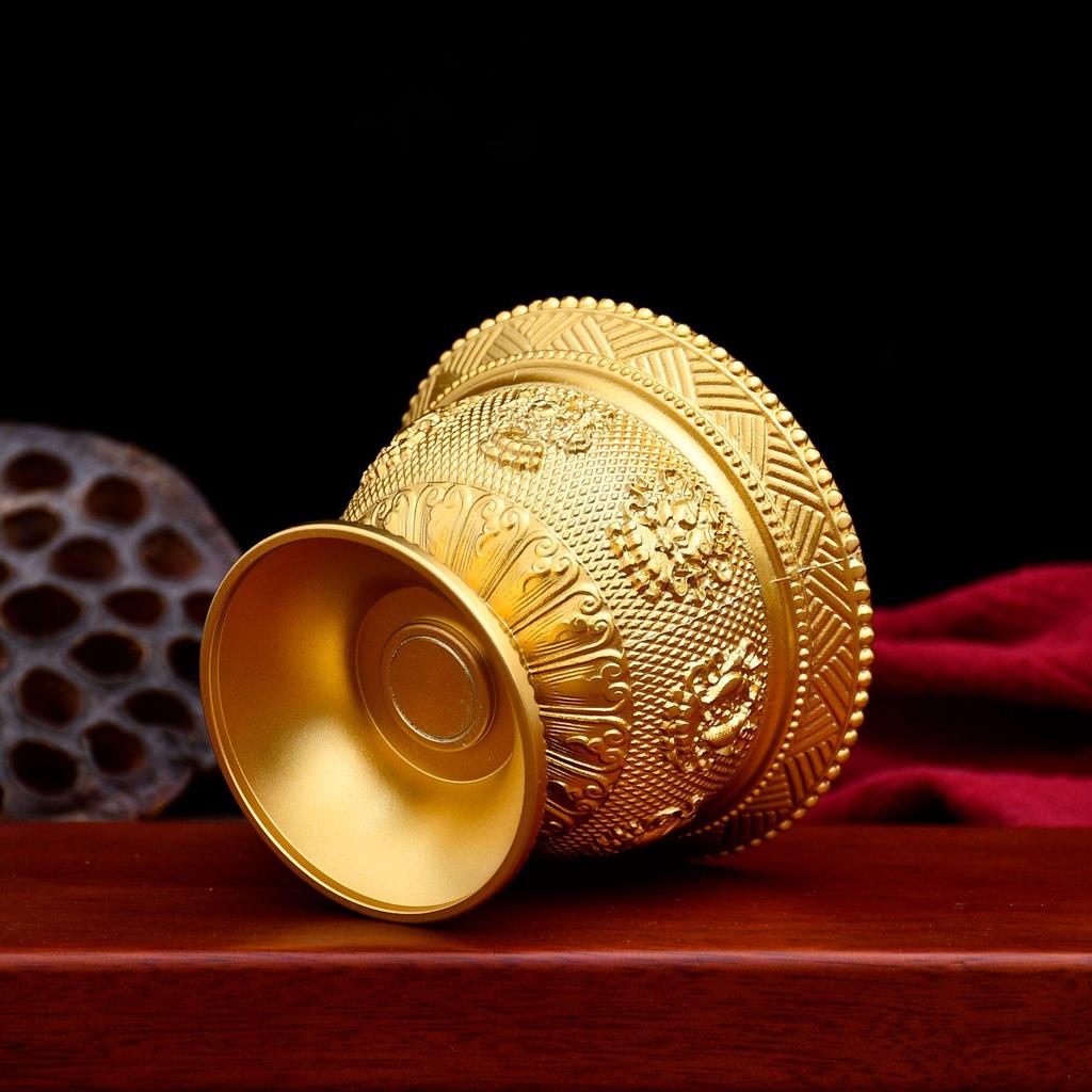 Ethnic High-Foot Eight Auspicious Water Offering Cup and Bowl Set