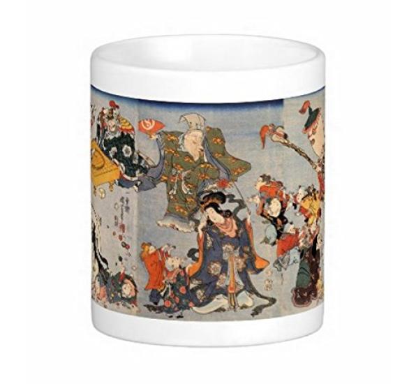 Auspicious and brings good Utagawa Lucky Photo Mug fortune! Kuniyoshi's "Seven Gods" Mug (Ukiyo-e Series)