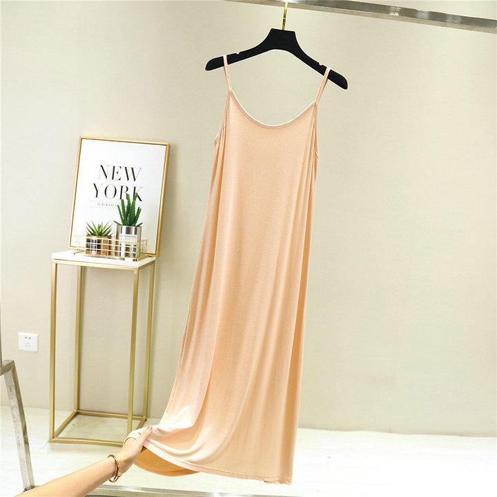 Women's Sleeveless Modal Cotton Slimming Midi Dress - Plus Size, Summer Round Neck Layer Slip