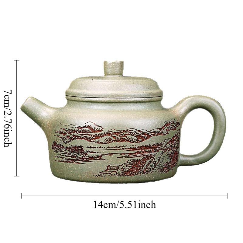 

230ml Purple Clay Bell Pot Chinese Carved Rural Teapot Household Small Capacity Hospitality Teapot Yixing Kungfu Tea Set
