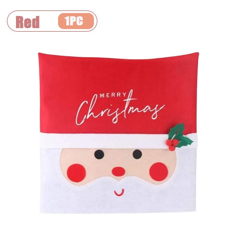 

Christmas Santa Claus LED Chair Covers Red Holiday Chair Back Slipcovers Decorative Party Supplies Winter Dining Decoration 50x50cm