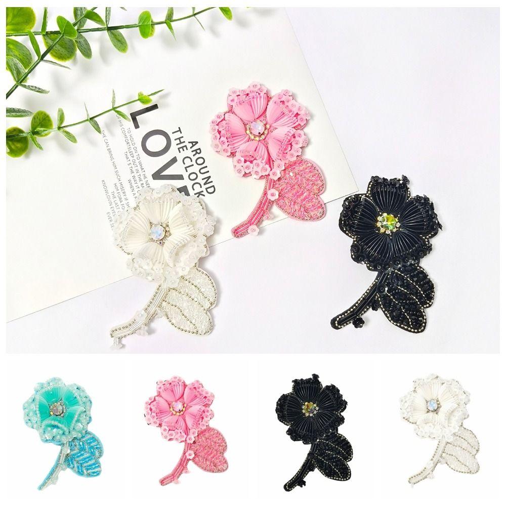 Embroidered Flower Flower Applique Handmade Clothing Ornament Exquisite Beaded Patch  DIY