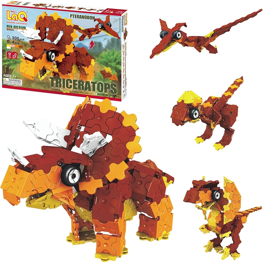 LaQ Dinosaur World Triceratops and Pteranodon Building Blocks Set Educational Toy