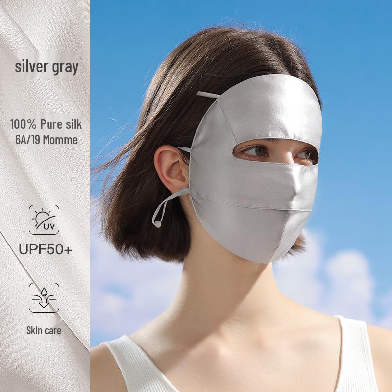 Women's Summer Mulberry Silk Facekini: Sun & Eye Protection, Breathable, XKZ55