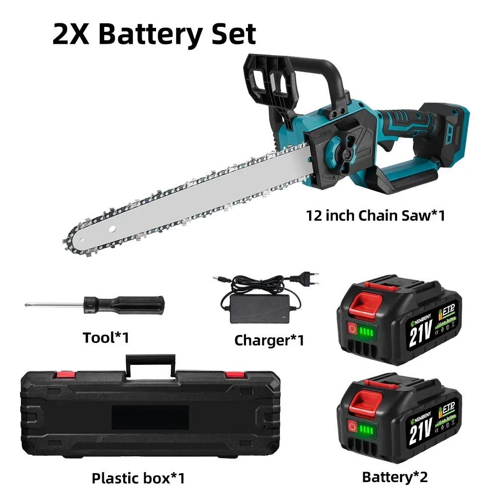 12 Inch Brushless Electric Chainsaw LED Display Cordless Wood Cutting Machine Garden Portable Logging Saw