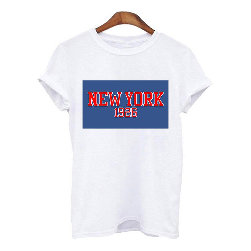 Harajuku Women Tshirt New York Summer Print White Black T Shirt Ladies Clothing 90S Tops Graphic Clothes Female Tee Shirt 2025