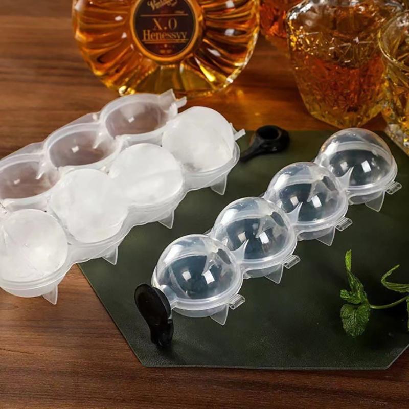 1 Stück 4-Loch PP Transparent Küche Eisbox Eiscreme Maker Werkzeug Würfelmacher Runde Eishockeyball Eisform Eis am Stiel Artikel