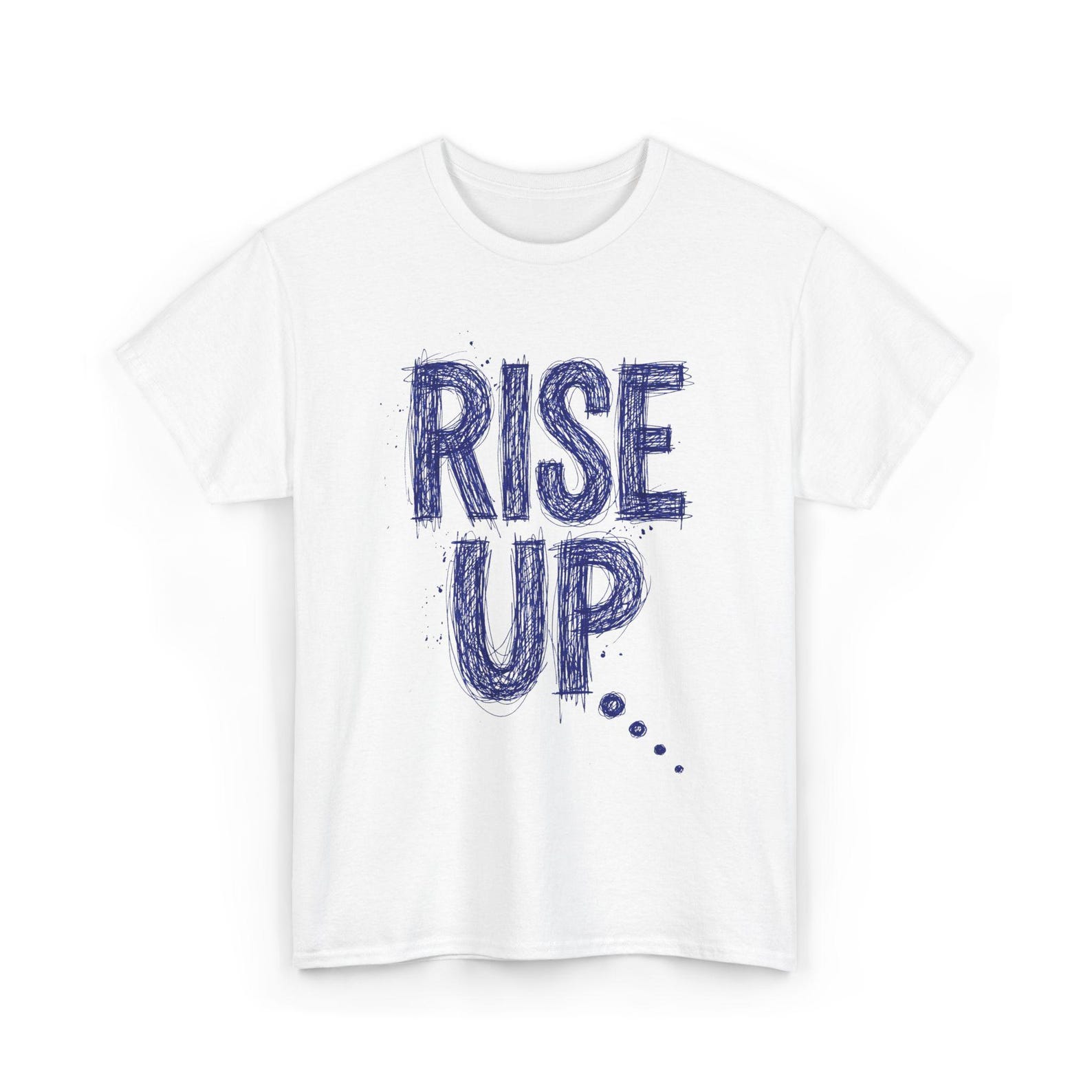 Rise Up T-Shirt, Blue Scribble Graphic, Doodle Pen Art, Motivational Typography, Streetwear, Cotton XL