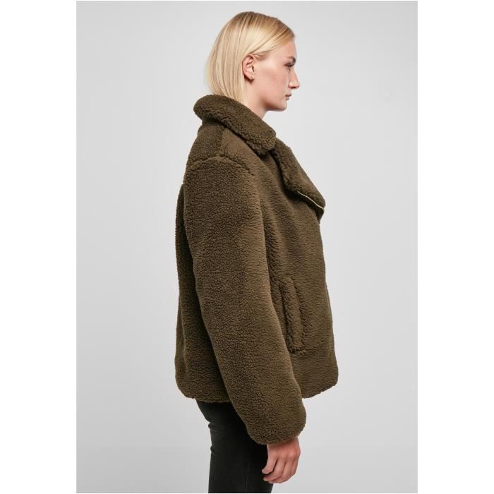 Veste Motard Sherpa Femme Urban Classics - Olive - XL - Manches Longues - Non Respirant - Non Imperméable