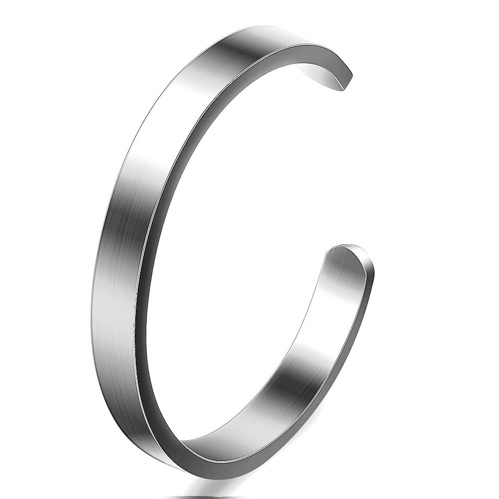 Einfach zu öffnendes C-förmiges 8-mm-Armband aus dreifarbigem Titanstahl für Herren und Damen