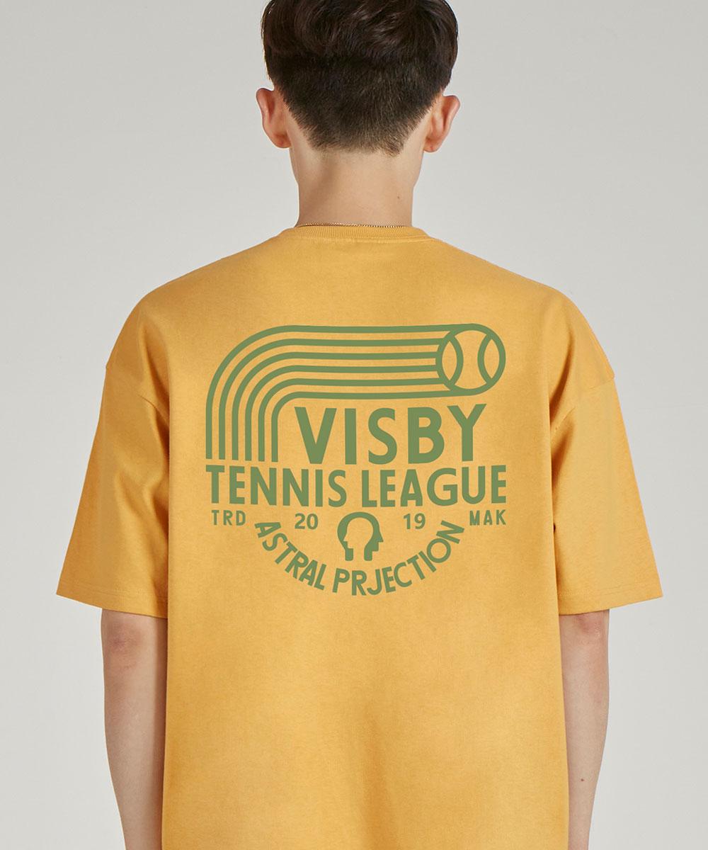 Astral Projection Bisby Tennis League Round Neck 15-Count Cotton Short Sleeve T-Shirt_Cheddar L