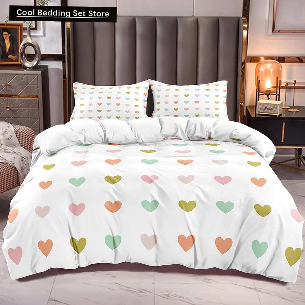 Kjærlighetshjerte Sengetøysett Enkelt Rutete Dynetrekk 200x200 Putetrekk Enkelt Dobbel Queen King Nordisk Par Sengedekke Sengetøy