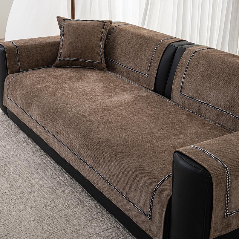 Simple Wind Maca Velvet Sofa Cushion, Universal Non-Slip In All Seasons, Advanced Straight-Breasted Leather Sofa Seat Cushion  New Cover Cloth